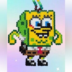 Perler Bead SpongeBob necklace